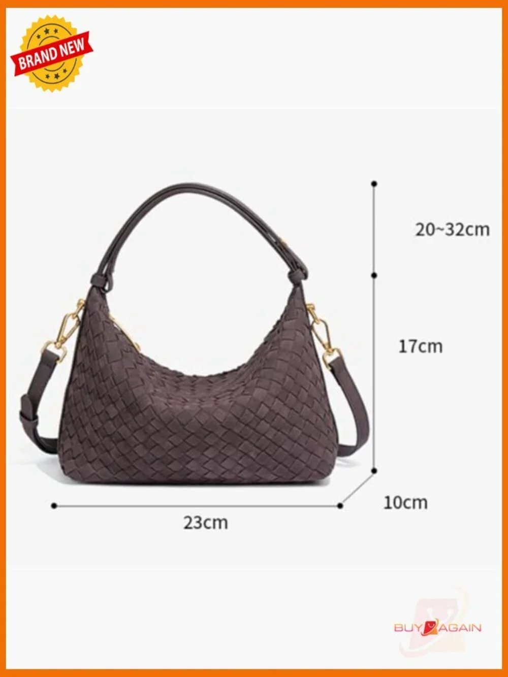 Faux Suede Woven Hobo Tote Crossbody Shoulder Bag with Zipper